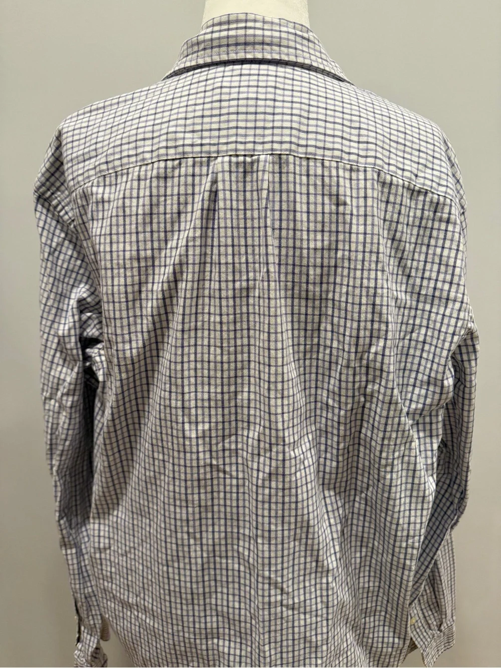 J. Crew White Button-Down Shirt with Blue Windowpane Check